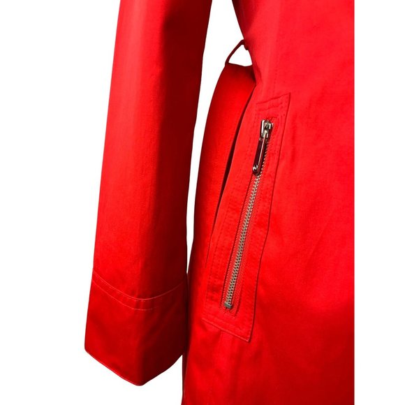 Michael, Michael Kors Red Hooded Trench Jacket, Women's Size Medium - Picture 13 of 16